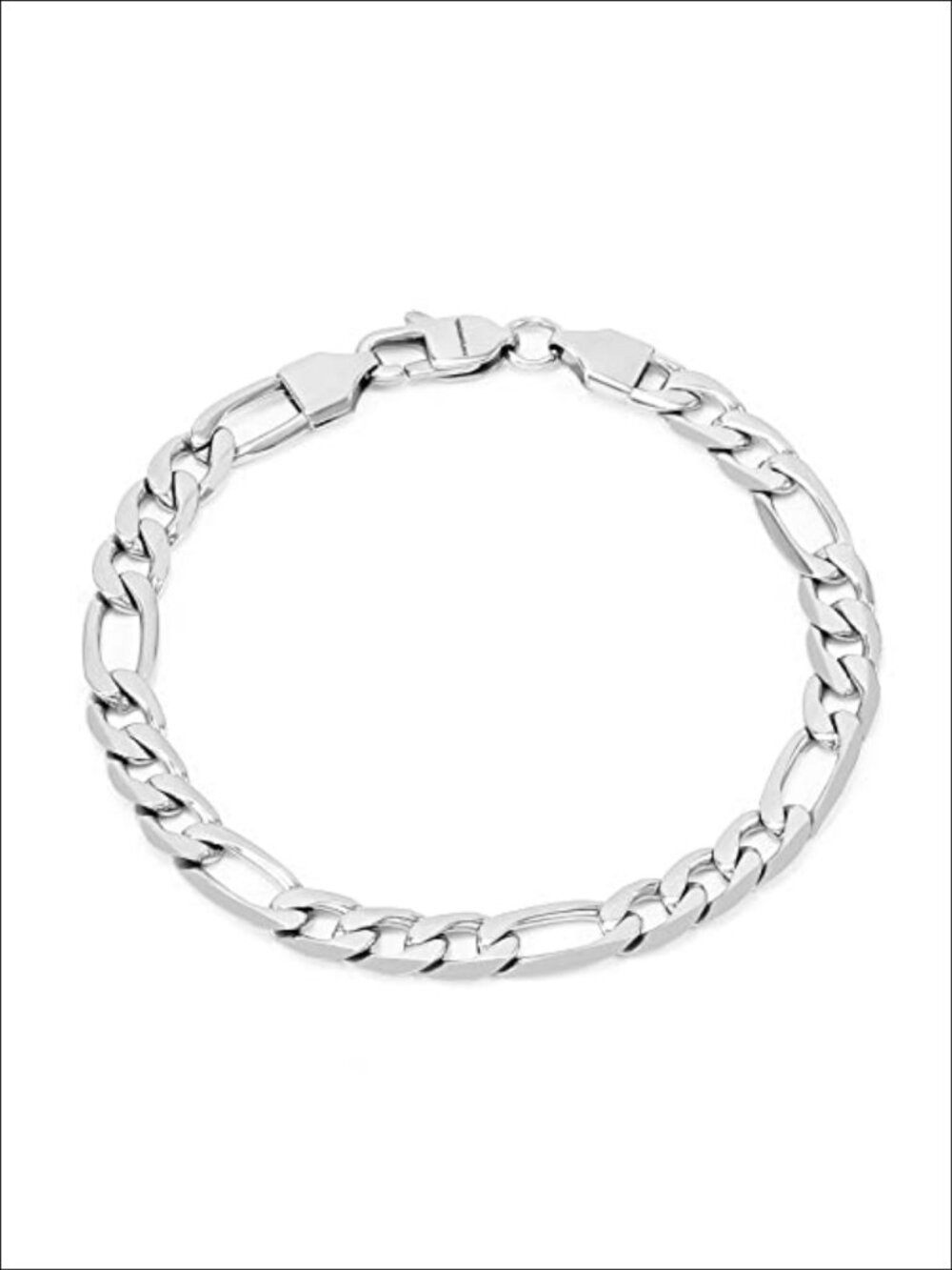 Mens Stainless Steel Figaro Chain Bracelet 7mm 9in Gift